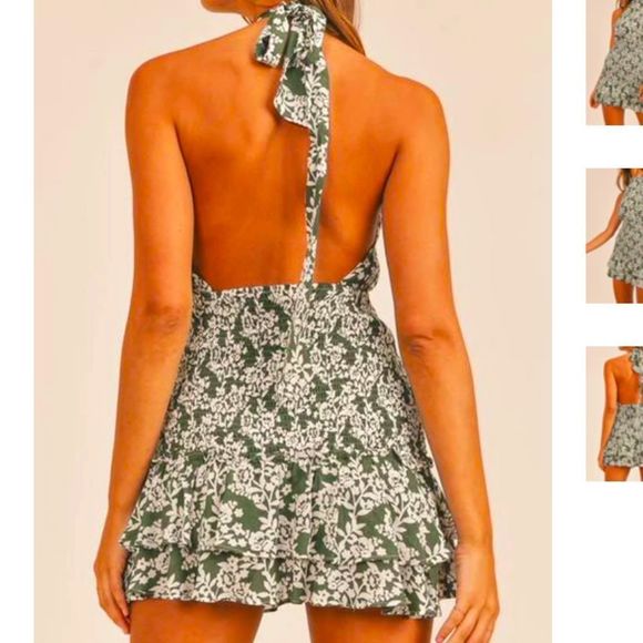 🆕NWOT✨MABLE✨FLORAL SMOCKED HALTER MINI DRESS - Picture 10 of 11
